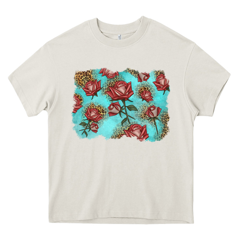 Red Roses With Leopard Background Heavy Core Tee by LillyAllenDesigns | Teevron