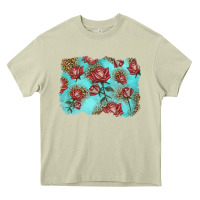 Mossy red roses with leopard background Heavy Core Tee - LillyAllenDesigns
