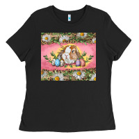 Black Easter bunny and eggs Ladies Tee - RanaPortraitStore