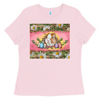 Bubblegum Pink Easter bunny and eggs Ladies Tee - RanaPortraitStore