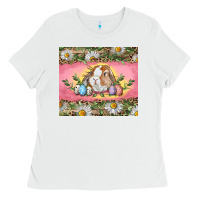White Easter bunny and eggs Ladies Tee - RanaPortraitStore