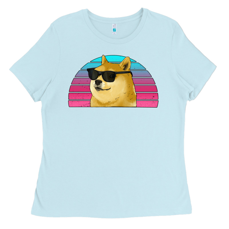 Doge Coin Bitcoin Hodl Retro Sunset Ladies Tee by Jasminsmagicworld | Teevron
