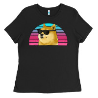 Black doge coin bitcoin hodl retro sunset Ladies Tee - Jasminsmagicworld