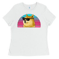 White doge coin bitcoin hodl retro sunset Ladies Tee - Jasminsmagicworld