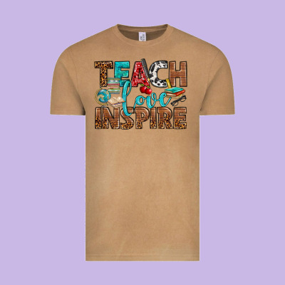 Teach Love Inspire With Leopard Vintage Tee Designed By Bundleandbundleshop