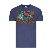 Vintage Denim Teach Love Inspire With Leopard Vintage Tee - BundleAndBundleShop