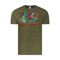 Vintage Olive Teach Love Inspire With Leopard Vintage Tee - BundleAndBundleShop