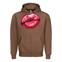 Chestnut Lip mark Valentine's Day Zipper Hoodie - HowdyJamesFarm