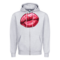 Heather Grey Lip mark Valentine's Day Zipper Hoodie - HowdyJamesFarm