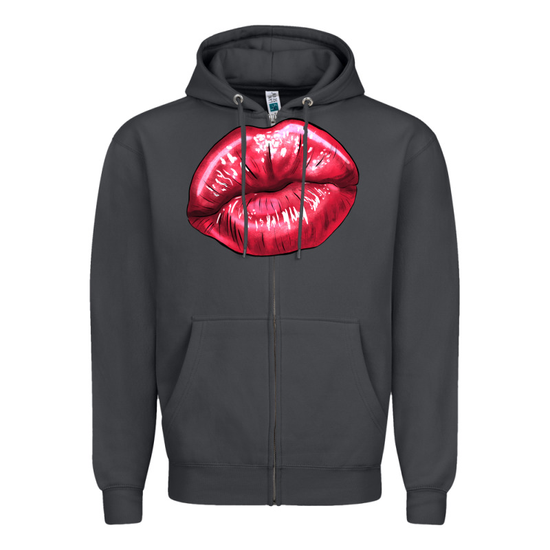 Lip Mark Valentine's Day Zipper Hoodie by HowdyJamesFarm | Teevron