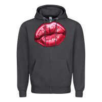 Smoke Lip mark Valentine's Day Zipper Hoodie - HowdyJamesFarm