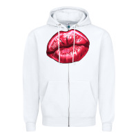 White Lip mark Valentine's Day Zipper Hoodie - HowdyJamesFarm