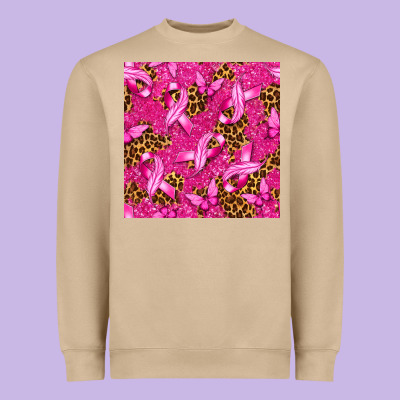 Breast Cancer With Ribbon And Butterfly Seamless P Heavyweight Sweatshirt Designed By Texasbilliewilder