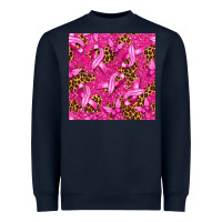 Navy breast cancer with ribbon and butterfly seamless p Heavyweight Sweatshirt - texasbilliewilder