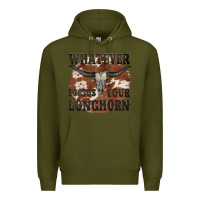 Army Green longhorn bullskull whatever lossos your longhorn Premium Hoodie - JahusDesignShop