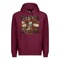 Burgundy longhorn bullskull whatever lossos your longhorn Premium Hoodie - JahusDesignShop