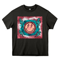 Asphalt western lightning bolt smiling face turquoise Heavy Core Tee - BarkalooDesign