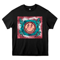 Black western lightning bolt smiling face turquoise Heavy Core Tee - BarkalooDesign