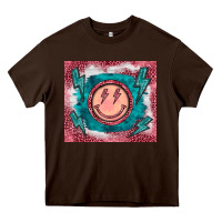 Chocolate Brown western lightning bolt smiling face turquoise Heavy Core Tee - BarkalooDesign