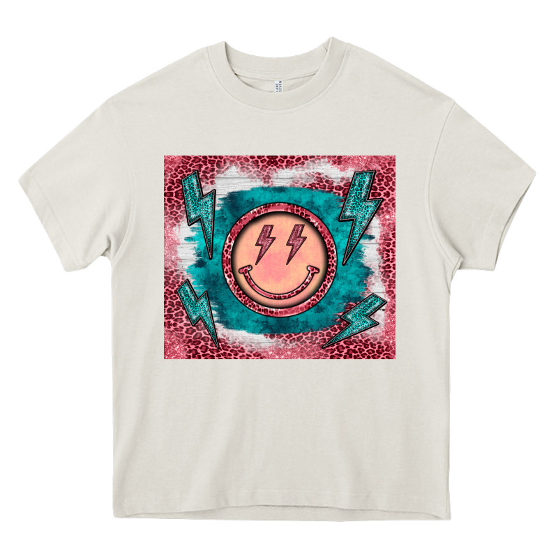 Western Lightning Bolt Smiling Face Turquoise Heavy Core Tee by BarkalooDesign | Teevron