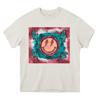 Cream western lightning bolt smiling face turquoise Heavy Core Tee - BarkalooDesign