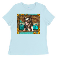 Baby Blue Western Cute Pig Ladies Tee - LillyAllenDesigns