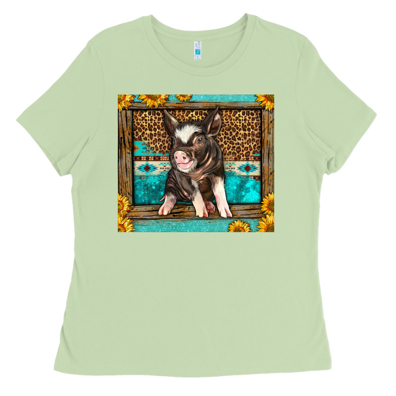 Western Cute Pig Ladies Tee by LillyAllenDesigns | Teevron