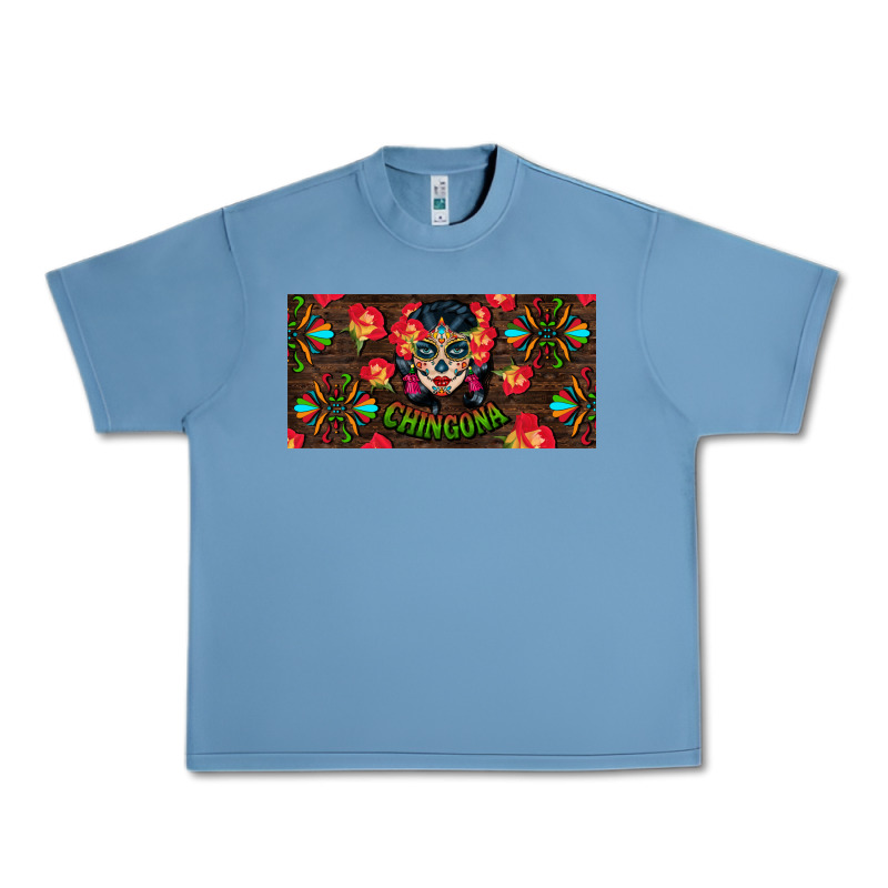 Chingona Sugar Skull License Plate Urban Heavy Tee by BundleAndBundleShop | Teevron