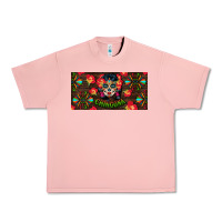 Salmon Chingona Sugar Skull License Plate Urban Heavy Tee - BundleAndBundleShop