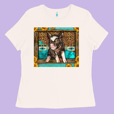 Western Cute Pig Ladies Tee Designed By Lillyallendesigns