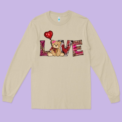 Valentine's Day Tedybear Love Long Sleeve Tee Designed By Ranaportraitstore