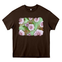 Chocolate Brown pink roses with leopard background Heavy Core Tee - LillyAllenDesigns