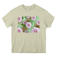 Mossy pink roses with leopard background Heavy Core Tee - LillyAllenDesigns
