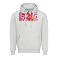 Dove Grey Love with gnome Valentine's Day Zipper Hoodie - HowdyJamesFarm