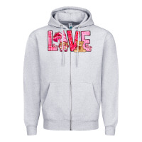 Heather Grey Love with gnome Valentine's Day Zipper Hoodie - HowdyJamesFarm