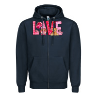 Navy Love with gnome Valentine's Day Zipper Hoodie - HowdyJamesFarm