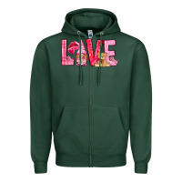 Sports Green Love with gnome Valentine's Day Zipper Hoodie - HowdyJamesFarm