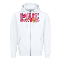 White Love with gnome Valentine's Day Zipper Hoodie - HowdyJamesFarm