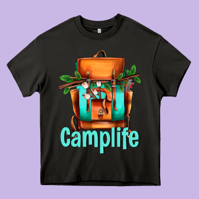 Camp Life Camp Backpack Heavy Core Tee Designed By Adodesignshop