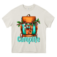 Cream camp life camp backpack Heavy Core Tee - AdoDesignShop