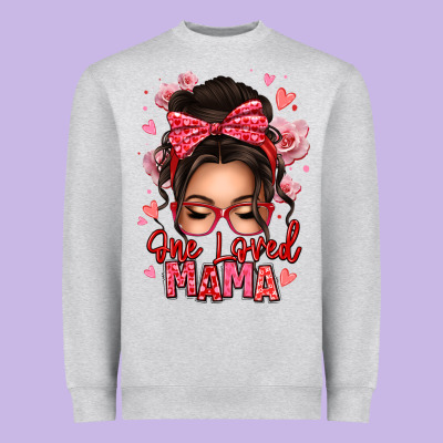 One Loved Mama Messy Bun Heavyweight Sweatshirt Designed By Texasbilliewilder