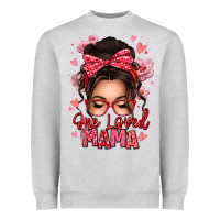 Heather Grey one loved mama messy bun Heavyweight Sweatshirt - texasbilliewilder