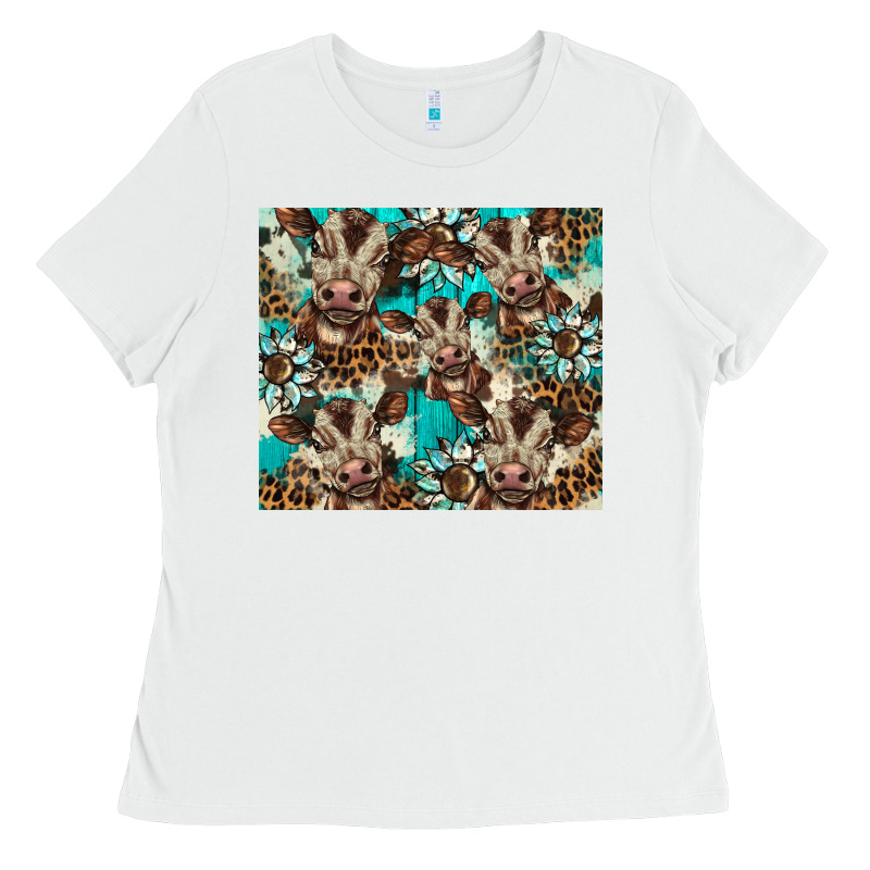 Western Cowhide Sunflower Baby Cow Ladies Tee by BarkalooDesign | Teevron