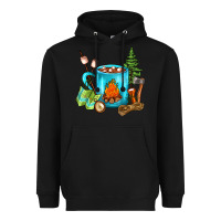 Black Camping Coffee Heavyweight Hoodie - FaDigitalArtStudio