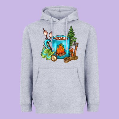 Camping Coffee Heavyweight Hoodie Designed By Fadigitalartstudio