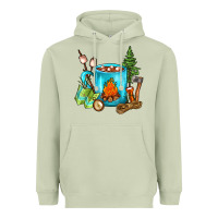 Matcha Camping Coffee Heavyweight Hoodie - FaDigitalArtStudio