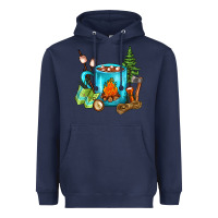 Navy Camping Coffee Heavyweight Hoodie - FaDigitalArtStudio