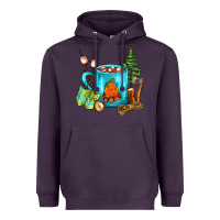 Plum Camping Coffee Heavyweight Hoodie - FaDigitalArtStudio