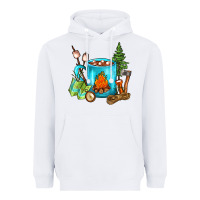 White Camping Coffee Heavyweight Hoodie - FaDigitalArtStudio