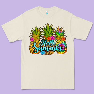 Hello Summer Pineapple Premium Tee Designed By Jasminsmagicworld